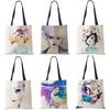 Figures Gril Shoulder Bag Women Reusable Print Harajuku Casual Canvas Shopper Handbag Large Capacity  Travel School Tote Bags
