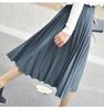 SCIONE Autumn Winter Suede Skirt Long Pleated Skirts Saias Midi Faldas Vintage Women Midi Skirt