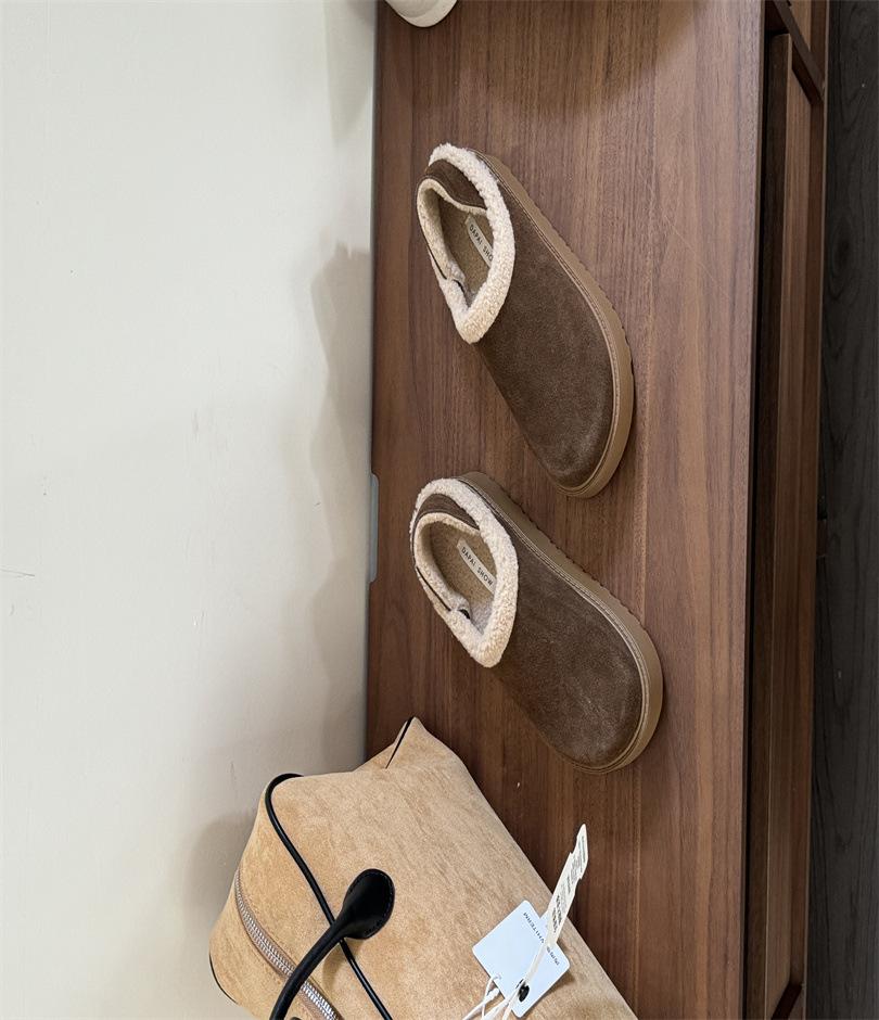 2025 Autumn and Winter Flat-soled Thick-soled Cotton Shoes with Fleece and Thick Warm Single Shoes Can Be Stepped On with Two Heels, and Women Wear 