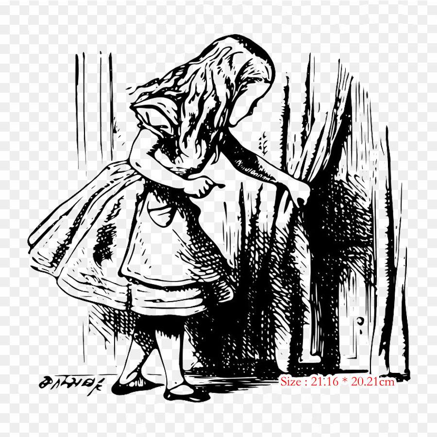 Alice Glass Alices Adventures In Wonderland White Rabb Iron On Heat Transfer Printing Vinyl Patches Sticker for Clothes DIY Appliques Washable Patches