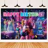 Demon Hunters Birthday Decorations Set Anime Theme Happy Birthday Party Supplies with Banner Cake Toppers Backdrop for Kids Fans