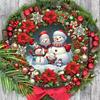 Warm Winter Wooden Christmas Sign with Snowman & Wreath Pattern, Christmas Ornament for Front Door Wall Porch Hanging Decor, Ideal Christmas Gift