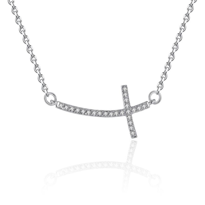 925 Sterling Silver Cross Zircon Necklaces & Pendants for Women Fashion Lady Festival Gift Sterling-silver-jewelry