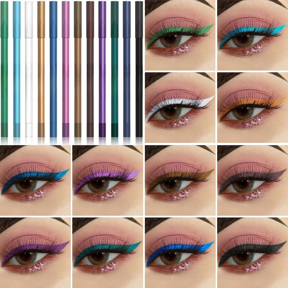 12 Colors Pearlescent Lasting Eye Liner Pencil Colourful Pigment Waterproof Eyeliner Makeup Eye Cosmetics Eyeliner Pencil