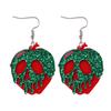 Halloween Red Skull Acrylic Ear Hook Green Twinkle Dangle Creative Fashion Party Festivals Earrings For Women