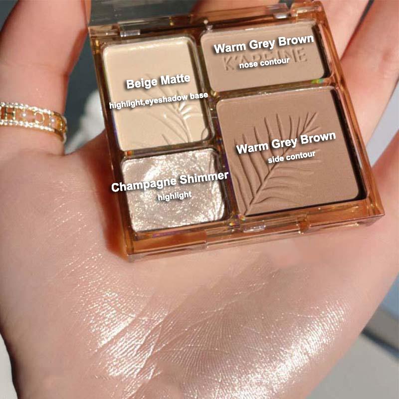 1PC 4 Color Bronzer Highlight Contour Palette Face Shading Grooming Powder Makeup Face Contouring Makeup Highgloss Cosmetics