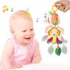Baby Hanging Rattle with Teether Crib Decoration Plush Animal Toy Hanging Wind Chime for Stroller Accessories