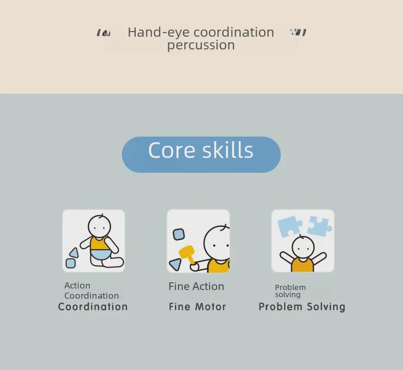 Wooden Baby Hammering Table for Early Education, Ages 6-24 Months