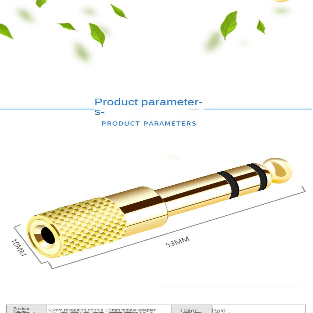 Gold Stereo Headphone Audio Adapter 3.5 To 6.5mm Microphone Electric Piano Connector Home
