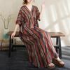 New 2025 Women Basic Plus Size Summer Dress Casual Linen Short Sleeve Dress Stripe Loose Dress