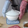 1Pc Plaid Cotton Heat Resistant Home Kitchen Baking Tool Insulation Microwave Glove Insulation Holder Pad
