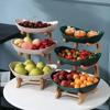 3 Tier Plate Holder Set Table Fruit Bowl Plates Kitchen with Floors Partitioned Candy Cake Trays Wooden Tableware Dishes