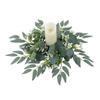 Wreath Faux Leaf Candle Base With Polyester Material For Party And Home Styling