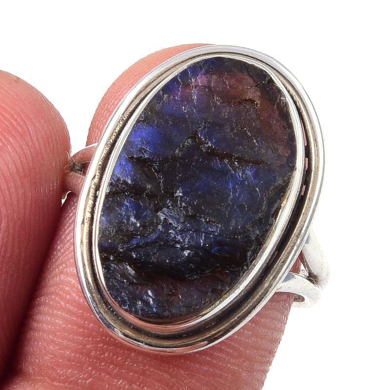 Natural Labradorite Gemstone Handmade 925 Solid Sterling Silver Ring Size 7 K6h04