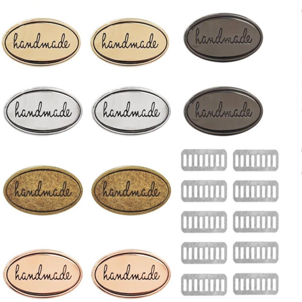 Alloy Oval Shape Alloy Hand Made Tags Signs Oval DIY Bag Label Handmade Tags  For Shoes