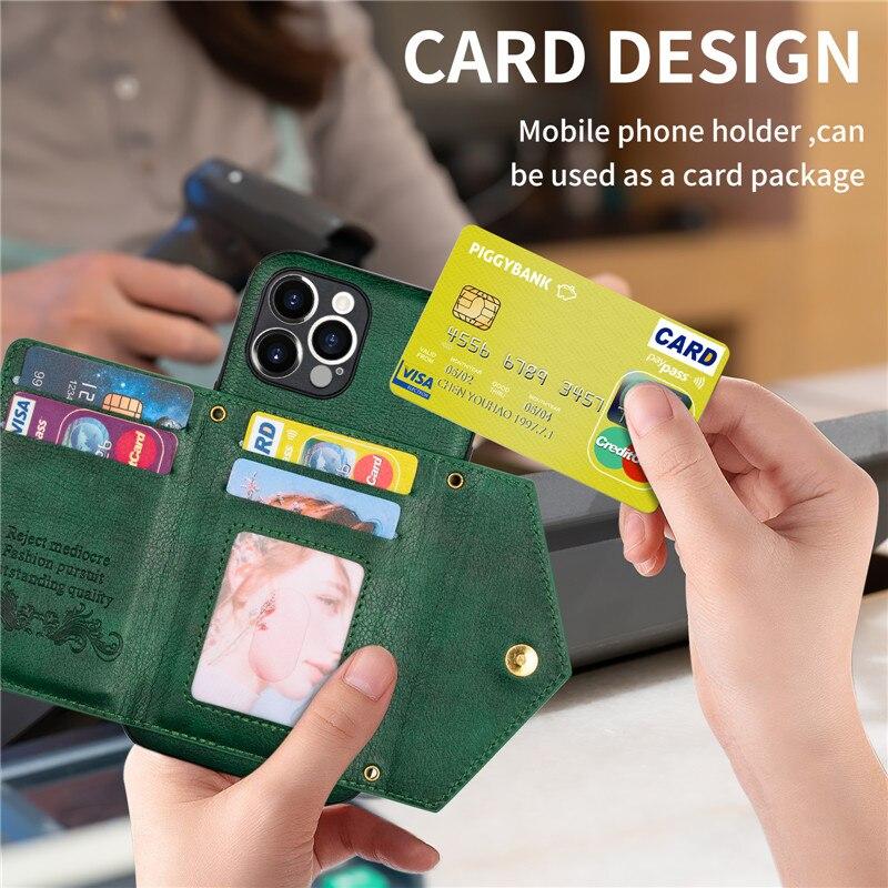 Lanyard Zipper Wallet Phone Case For iPhone 17 Pro Max 16 Plus 15 14 13 12 11 X XS XR 8 Samsung S25 Ultra S24 FE S22 S21 S20 Leather Purse Card Cover