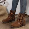 Fashion Large Size Fashion Women's Boots Autumn Winter New Buckle Strap Short Boots Leopard Comfortable Outdoor Non Slip Casual Shoes