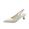 Ladies Shoes On Sale 2024 Fashion Slip On Women's Pumps Autumn Pointed Toe Solid Dress Mid Heel Office Small Fresh High Heels