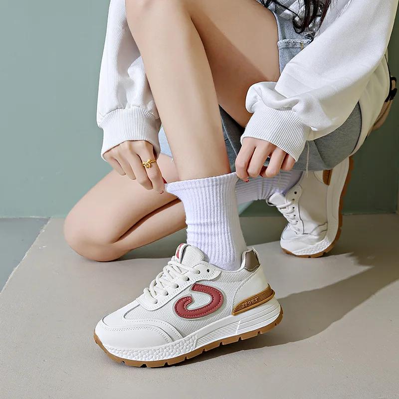 Sneakers Women Casual Sport Shoes Platform Bottom Blue Red Sneakers Fashion Anti Slippery Trend Lace-up Zapatos Outdoor2024