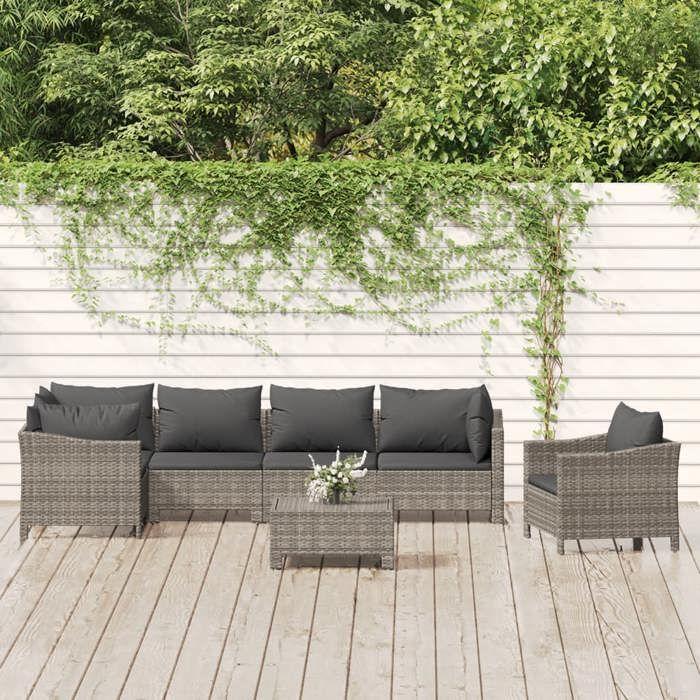 VidaXL Garden Lounge Set with Cushions 7 Pcs, Patio Furniture Set, Outdoor Furniture, Patio Sofa, Modern, 3187283