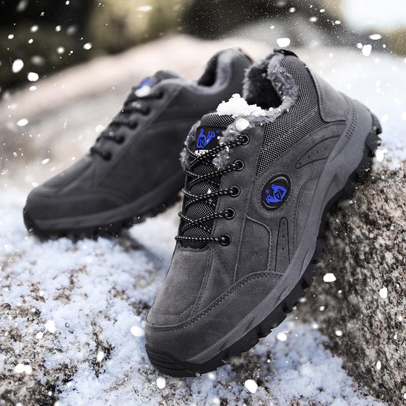 Winter Fur Warm Men's Hiking Shoes Wear-resistant Hunting Tactical Sneakers Women Trekking Mountain Shoes Unisex 36-48
