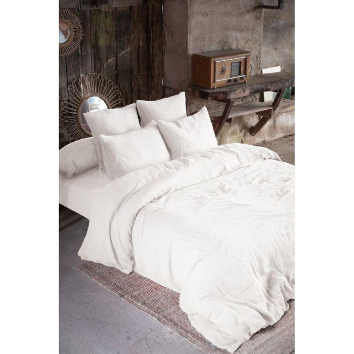 "Gaïa" Duvet Cover Set All Sizes "Cotton Gauze" - Gaïa Chantilly - 4-Piece Set for 180 X 200 Cm Bed (1 Cover of
