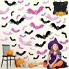 32PCS 3D Pink Bats Halloween Decoration PVC Wall Decal Halloween Party Decorations