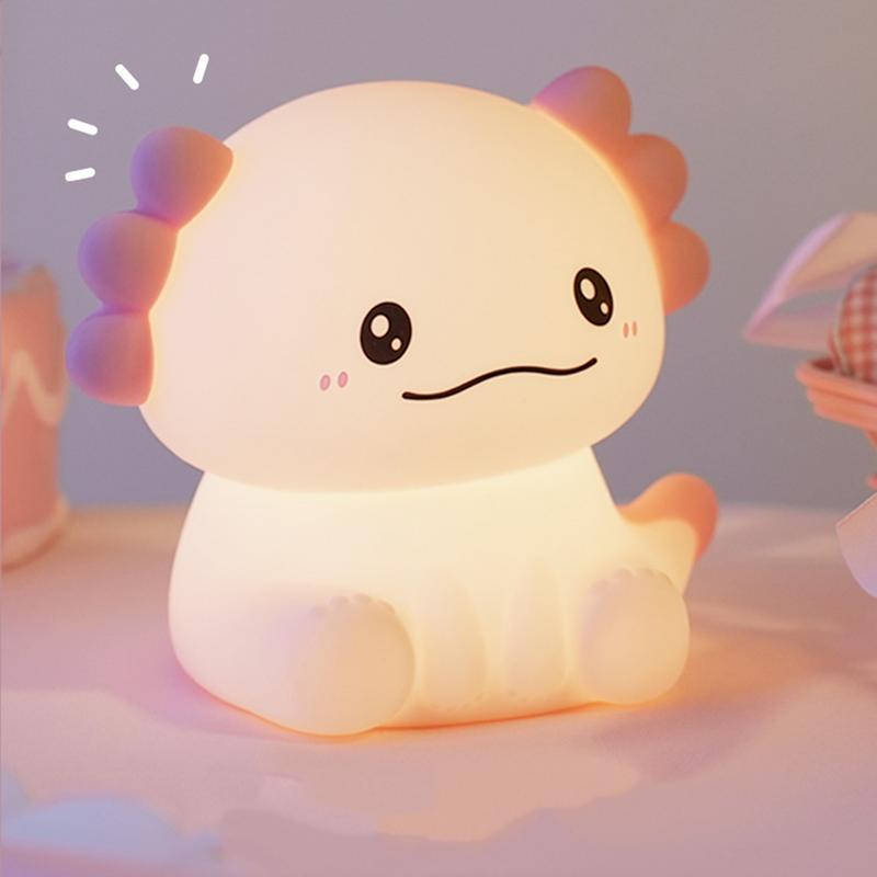 Axolotl Night Light Silicone Lamp Axolotl Shape LED Changing Colors Cute Bright Lighting For Nursery Bedroom Bathroom Toddler