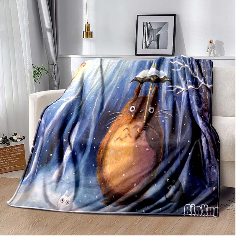 Throw Blanket Totoro Hayao Miyazaki Black Cat Throw Blanket Bedspread Sofa Soft Blanket  Adult/children Blanket Travel Camping