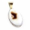 Natural Montana Agate Gemstone 925 Sterling Silver Two Tone Pendant 1.8'' T7Z66
