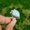 925 Sterling Silver Pear Natural Larimar Mother Statement Bezel Anniversary Ring