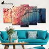 ArtSailing Poster HD Prints Modern Wall Art Canvas For Living Room 5 Pieces Cherry Blossoms Pictures Red Trees Forest Painting