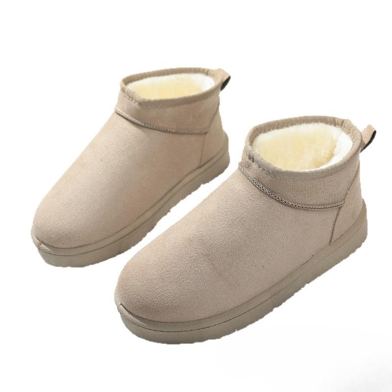 New Fleece and Thickened Short-leg Snow Boots for Women, Thick-soled Warm Round-toe Cotton Shoes