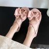 Fashion 2025 Hot Sale Open Toe Women's Sandals Summer Bow Tie Elastic Band Flat with Sandals for Plus Size Daily Beach Casual Shoes