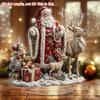 2D Flat Decoration Acrylic Santa and Reindeer Tabletop Display, Tabletop Decoration, Home and Office Decoration with Base, Home Christmas Decoration