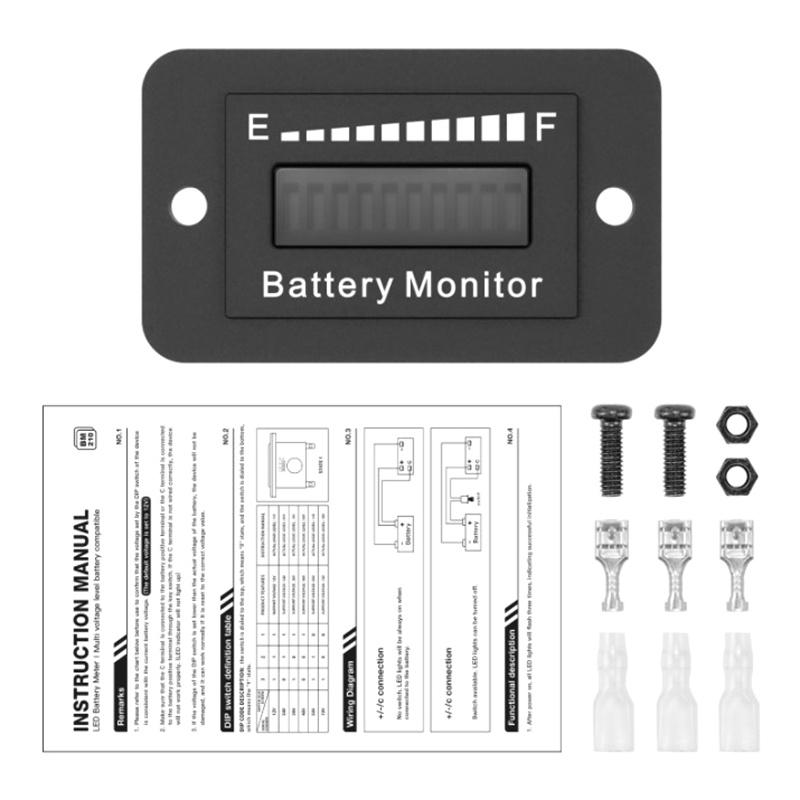 Led Battery Meter Battery Level Monitor 12V 24V 36V 48V 60V 72V Waterproof Lithium Acid Monitor Gauge For Golf Cart Rv Boat Car