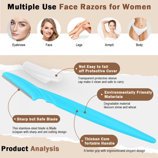 5/10Pcs Eyebrow Razor with Protective Cover Multipurpose Face Exfoliating Dermaplaning Tool Women Men Facial Eyebrow Trimmer