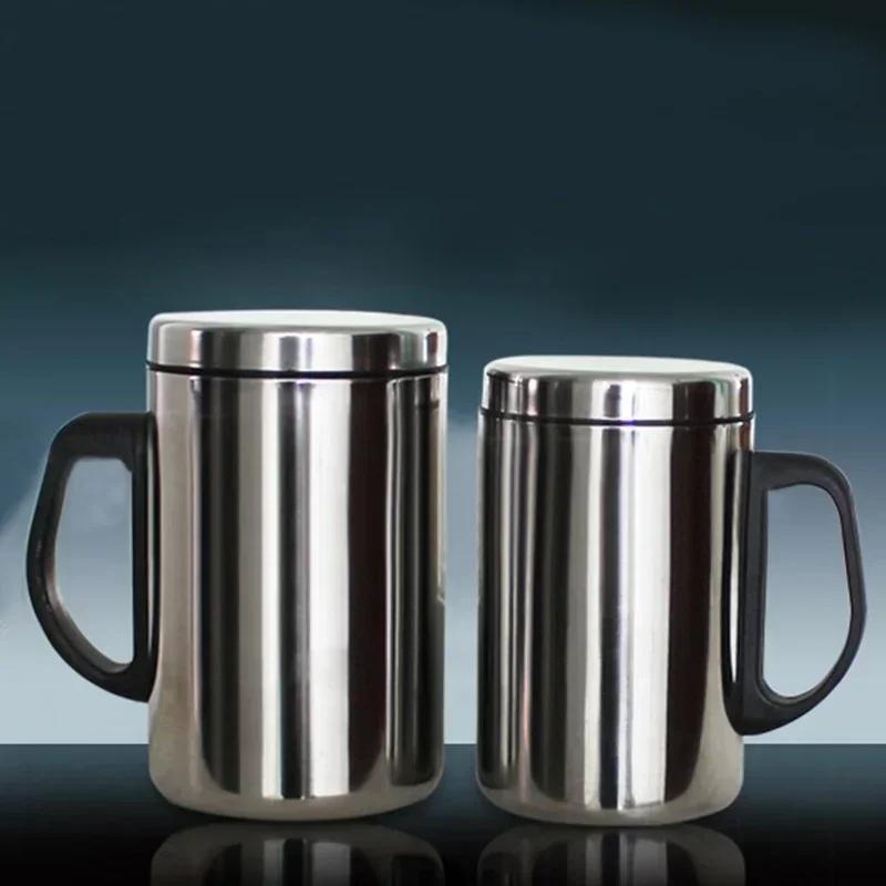 350/500ml Double Wall Anti Scalding Coffee Mug Insulated Portable Stainless Drink Cup Drinking Steel Polishing Beer Tea Juice