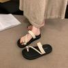 Summer Simple Casual Style Cover Toe Flat Heel One-word Cool Slippers 2025 Summer New Temperament Versatile Women's Vacation Style