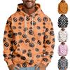 Halloween Print Men's Loose Hooded Sweatshirt