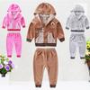 Boy And Girls Baby Infant Clothing Velour Winter Spring Long Sleeve Trousers Set With Hat Buttons Kidswear Aapparel