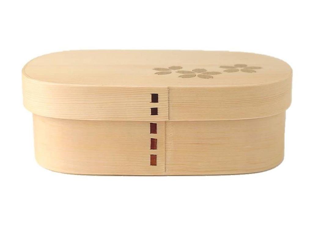 Humidity Control Function Wooden Bento Box X X 6cm 700ml Natural White Current Model J-kitchens 18.3cm 12.5cm