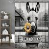 Farm Donkey Yellow Flower Shower Curtain, Bathroom Decorative Shower Curtain, Waterproof Shower Curtain with Hooks