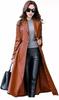 Women Brown Long Party Wear Stylish Trench Coat New Leather Genuine Lambskin Handmade