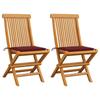 Day and Night - Day and Night Garden Chairs 2 Units with Cushions Wine Red Teak Wood