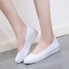 Fashion Women's White Nurse Shoes Slip-Resistant Low Wedge Heel Comfort Work Slip-Ons for Hospital Beauty Salon Breathable Canvas