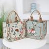 Aesthetic Floral Print Lunch Bag Insulated Large Capacity Lunch Bag Thermal Cooler Handbag for School Work Travel Picnic