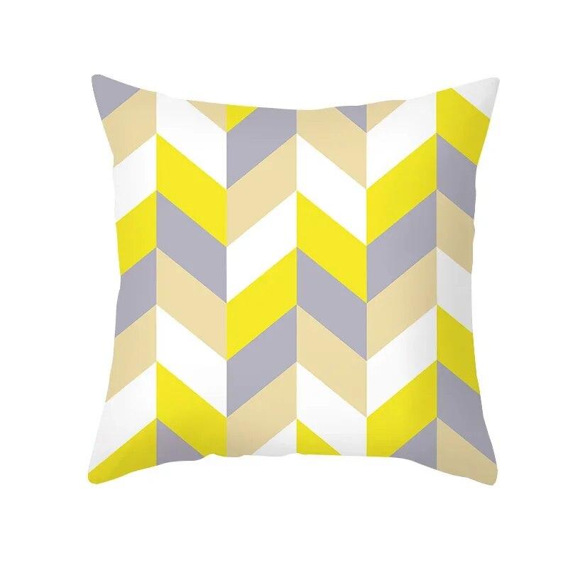 45x45cm Fashion Yellow Geometric Printing Pillowcase Sofa Hotel Office Seat Lumbar Cushion  Cover Home Decoration