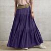 Women Cotton A-line Skirts Summer Loose Casual Elastic Waist Long Skirts