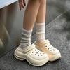 7Cm Height-increasing Hole Shoes Women's Summer New Products Wear Thick-soled Beach Sandals Non-slip Bag Head Slippers